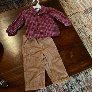 Corduroy Pant with Plaid Shirt